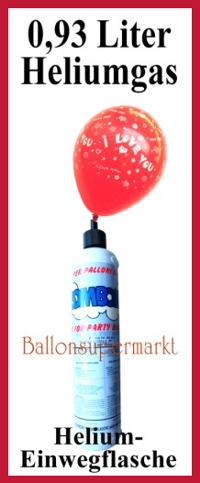 Heliumflasche, Einweg, Heliumgas, Ballongas, Flasche, Einwegflasche, Einwegbehlter mit 0,93 Liter Heliumgas fr Luftballons